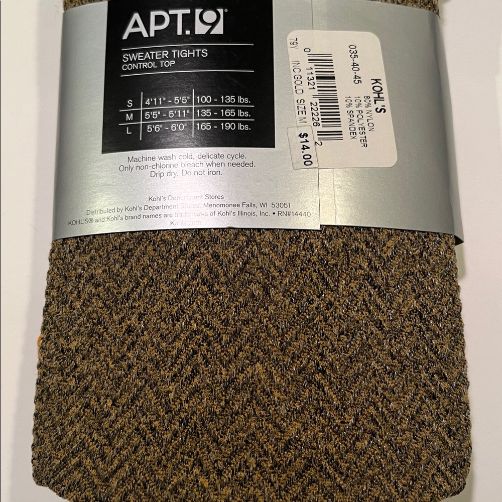 Apt.9 Sweater Tights Control Top Women’s Medium 5’5-5’11 135-165lbs Gold - Picture 3 of 3